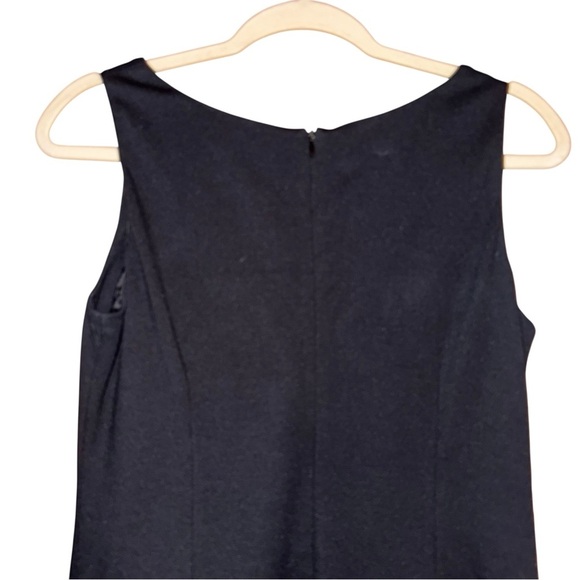 EILEEN FISHER Black Ponte Knit Asymmetric Neck Stretch Sheath Dress LBD Size 2 - Picture 7 of 16